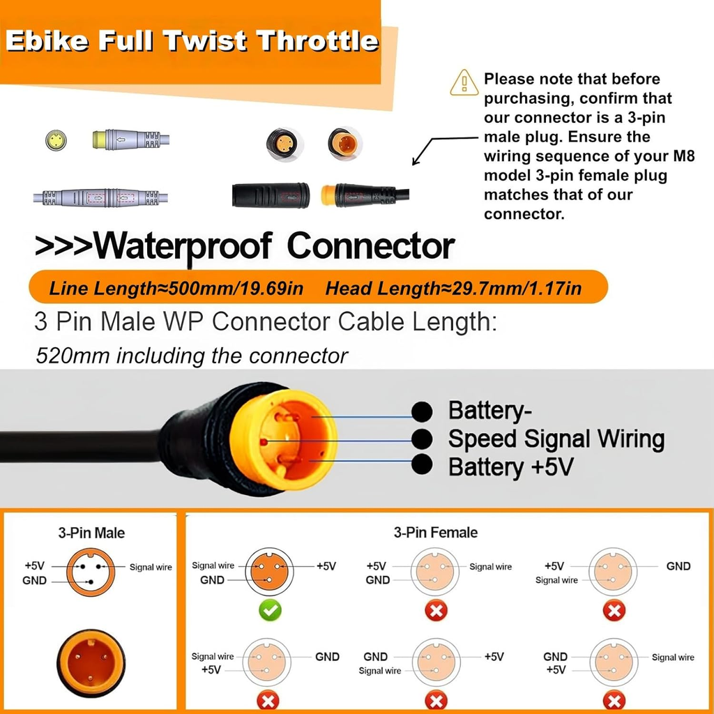 Full Twist Throttle 3 Pin Surron Style Throttle