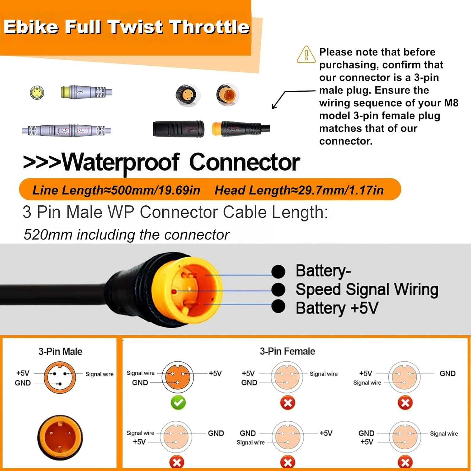 Full Twist Throttle 3 Pin Surron Style Throttle